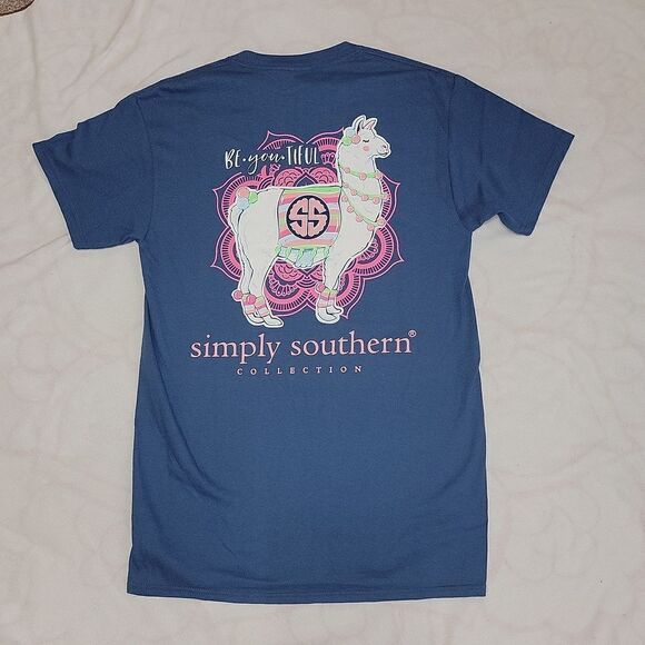 New Simply Southern Be•you•Tiful Llama Short Sleeve Shirt & Sticker Size S Small - Picture 1 of 6